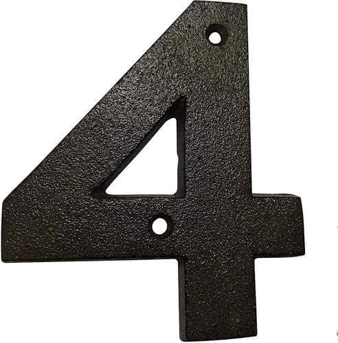 Cast Iron House & Door Numbers 0-9, A-E - Available in Black and Brown (4, Black)