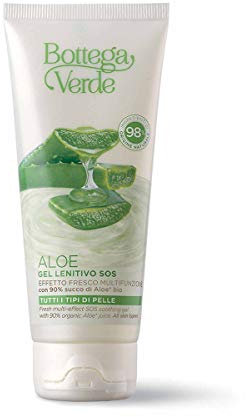 Bottega Verde - Aloe, Gel Lenitivo SOS, 100 ml, con 90% Succo di Aloe bio, Effetto Fresco Multifunzione, per Tutti iTTipi di Pelle