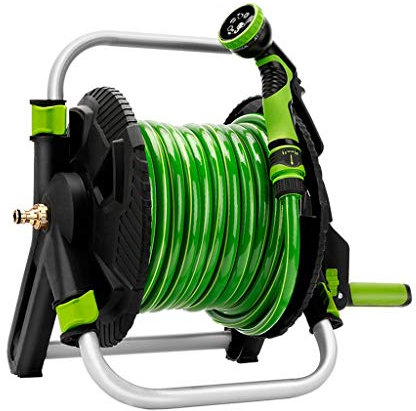 BBGS Carro de Manguera de Riego Y Lavado de Automóviles, Carrete de Manguera, Juego de Almacenamiento de Jardinería con Manguera de Pistola de Agua de Jardinería con Mangueras de 25 M