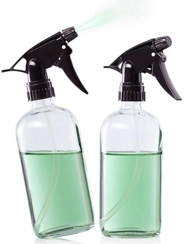 BCLAIRE® Sprühflasche glas 500ml [2er Set] - Zerstäuber & Strahl Funktion mit auslaufsicherer Dichtung| Sprühflasche für pflanzen, Haare & Reinigungsmittel - langlebig