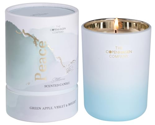 Luxury Scented Candle Gifts for Women | Aromatherapy Natural Wax Blend | 45 Hours Burn time | The Copenhagen Company - Green Apple, Violet & Muguet (7oz)
