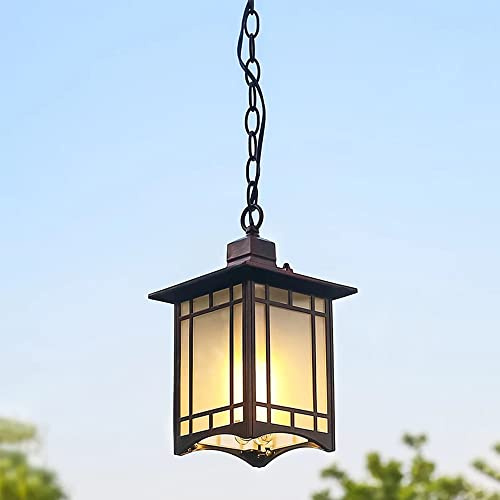Mengjay Lampes Suspendues Lampe Pendentif Extérieure Noir Rétro IP44 Vintage Industriel Fer Plafonnier Éclairage Imperméable À La Pluie Pavillon Villa Loft Lustre Lumière Extérieure