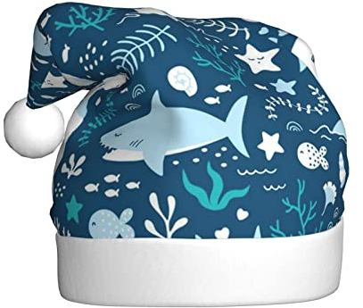Niedliche blaue Fische Weihnachtsmann Hut Weihnachtsmütze Urlaub Hut Für Neujahr Festliche Party Liefert Party Hüte Weihnachten Caps Xmas Cap