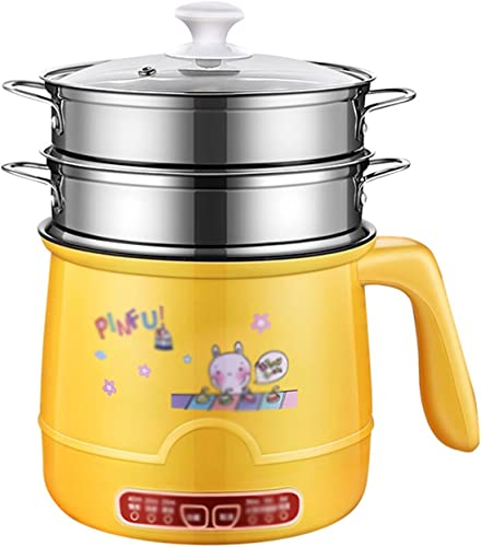 UNbit Olla caliente eléctrica con asa, mini olla caliente eléctrica, olla de ramen con control de potencia for dormitorio y oficina, olla arrocera de olla caliente disponible de una o dos capas, sarté