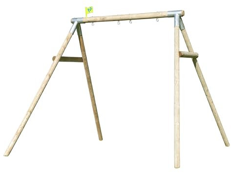 TP Toys Double Knightswood Swing Frame - FSC, 2-Seater Wooden Swing Frame For Kids Supplied With Ground Stakes. Double Swing Stand, Reinforced Bars and S-shaped Hook, Outdoor Hanging Stand, 3 years+