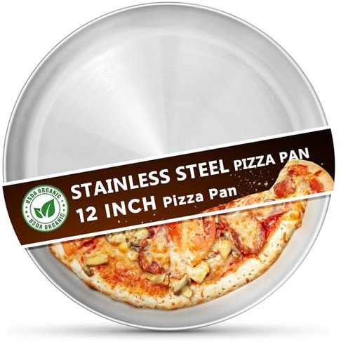 Kevenal Teglia per pizza in acciaio inox, 30,5 cm, per forno, vassoio per pizza in acciaio, piatto rotondo per pizza, set da 1