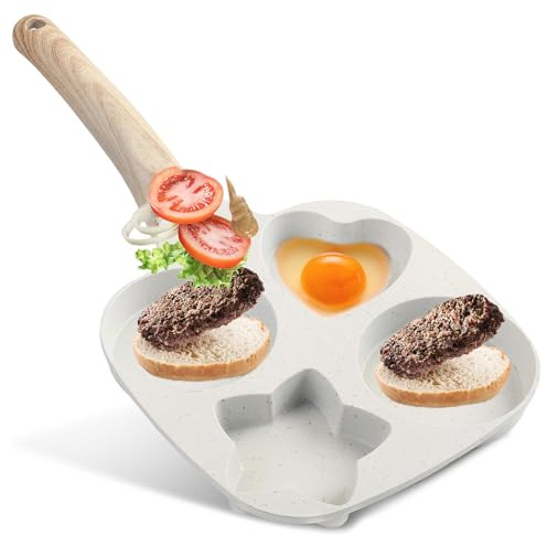 Ieron Padella a 4 fori per hamburger, pietra medica, antiaderente, in alluminio, 18 x 18,5 x 2 cm (lunghezza x larghezza x altezza), compatibile con fornelli a induzione e a gas