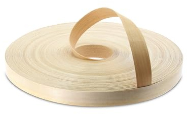 WoodPress® 19mm Birch Pre-Glued Real Wood Veneer Edging Tape 50m | Edge Banding Trade Roll, Hot-Melt Glue, Professional Wood Veneer Trim for Furniture Maker, Cabinet & Shelf Finishing, Iron-On
