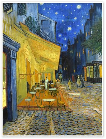 Posterlounge Caféterrasse am Abend Poster | 50 x 70 cm von Vincent van Gogh Blau Wandbilder Wanddeko