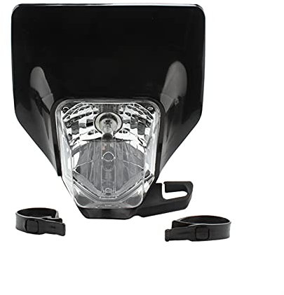 AYKANING Motorrad Hauptscheinwerfer,Motorrad Scheinwerfer Powermotor Motorrad Weiß Supermoto Scheinwerferlampe Scheinwerfer Kopf Licht Passend Für Dirt Bike Enduro(Color:Black)