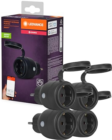 LEDVANCE SMART+ ZigBee Outdoor Plug, presa esterna compatta, rende intelligenti i dispositivi convenzionali, controllabile tramite Alexa, Google Home e altri gateway Zigbee, confezione da 4
