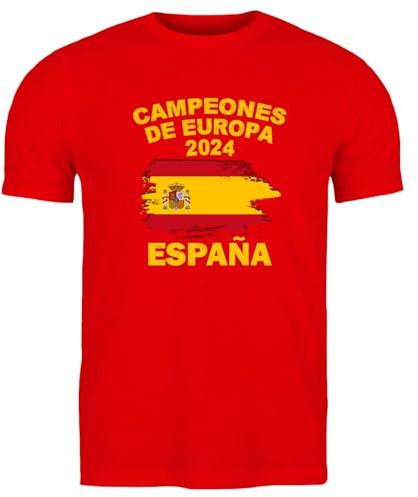 lepni.me Camiseta de Fútbol de España para Hombre | Bandera Española, Insignia | Copa del Mundo 2022 Campeones de la Eurocopa 2024 Mayores fanáticos (XL Rojo Multicolor)