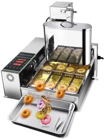 GLDWEY Macchina Ciambelle Automatica, Macchina Automatica per Ciambelle Commerciale,Creatore Automatico di Bombolone, Macchina per Creare Ciamabelle, Macchina Donut Automatica(Size:4 Rows)