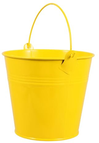 PRETYZOOM Cubos Pequeños Metálicos Mini De Hojalata Amarillos 5 Pulgadas, Resistentes para Fiesta y Manualidades, Aptos para Dulces y Decoración, Uso Multifuncional Eventos y Aulas