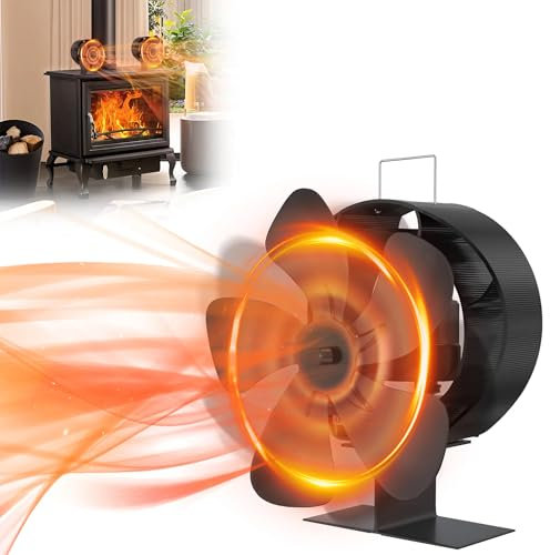 YZNAHRE Ofenventilator Kaminventilator, Wärmebetriebener,Schwenkbarer Kaminventilator mit 5 Blätter, Leise Wärmezirkulation, Stromloser Holzofenventilator für Kamin- und Holzöfen