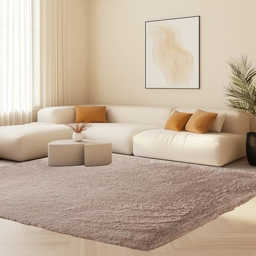 STGAO Tappeto a Pelo Alto 170 x 250 cm Lavabile Tappeto Pelo Lungo Antiscivolo Rettangolare per Soggiorno, Camera da Letto, Ufficio,Esterni, Corridoio, Beige