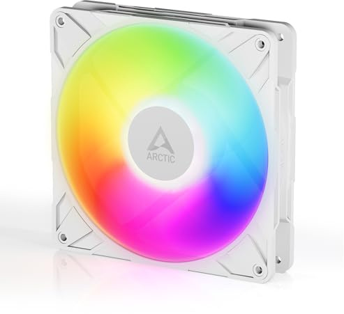 ARCTIC P14 Pro A-RGB - Potente Ventilador de Caja PC Premium, Case Fan PWM 140 mm, Divisor de Cable en Y, 400–2500 rpm, 0 rpm <5% PWM, RGB digital 5V, Rodamiento fluidodinámico, 4 Pines - Blanco