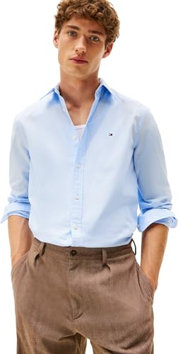 Tommy Hilfiger Uomo Camicia Flex Poplin Kent Collar Slim Fit, Blu (Sweet Blue), XL
