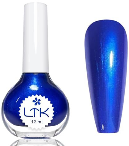 Pearl Nagellack Blau, Dunkelblau Pearl Effect Nagellack, Hochwertig Nail Polish, Langanhaltender Schnelltrocknender Nail Polish für Anfänger DIY Nail Art, keine UV benötigt, 12ML