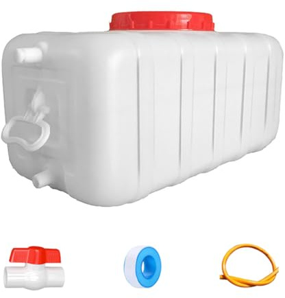 MJHETCY Plastic Water Tank 25L/35L/50L/80L/110L/200L Water Container，Rain Water Tank，Food-Grade Rectangular Thickened Water Tower with Faucet for Household Water Storage(Size:200L)
