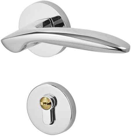 NIKOIDIC Serrure de porte nordique, serrure de porte de chambre intérieure, serrure de porte magnétique silencieuse, serrure de porte en bois chromé brillant, serrure américaine