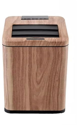 WEYFH Basurero Inteligente con Sensor y diseño de imitación de Madera para el hogar. Papelera de Estilo Retro para Sala de Estar y baño. (Color Madera Original, 12 L)