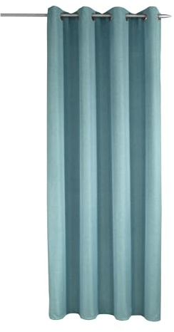 Sehlbach Rideau prêt à Poser avec œillets, Structure Lin, Bleu, 135 x 245 cm, Rideaux, Tissu Opaque, avec œillets pour Une Pose Facile, Certifié Oeko-Tex, Ruban de raccourcissement Inclus