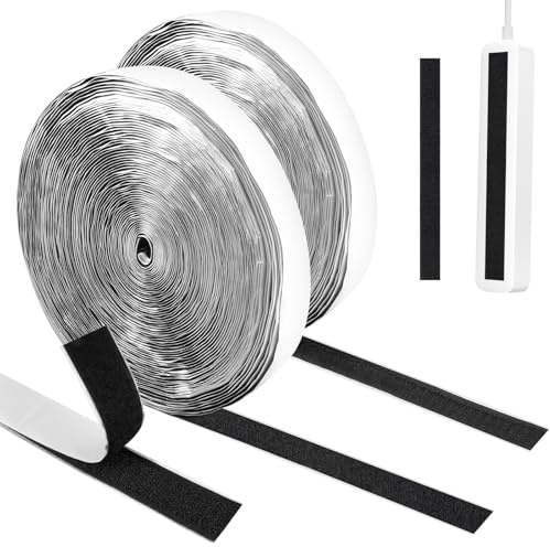 2 Piezas 20m X 20mm Auto Adhesivo Cinta Rollo Hook y Loop Extrafuerte, Autoadhesiva Doble Cara Extra Larga, Cinta de Gancho y Bucle, Tape Gancho y Cinta de Lazo para Mosquiteras, Marcos de Fotos, DIY