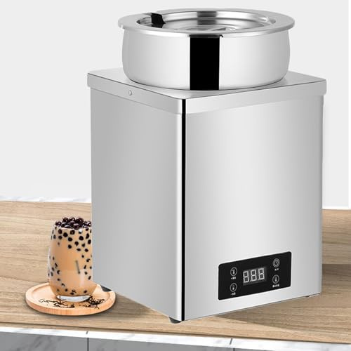 JOSBY Scalda Perle da 3/7 l, Macchina per Tapioca in Acciaio Inossidabile, pentola Isolante Commerciale, Macchina per temperare Il Cioccolato da 600 W, Pulsanti Touch, Display Digitale, per Catering