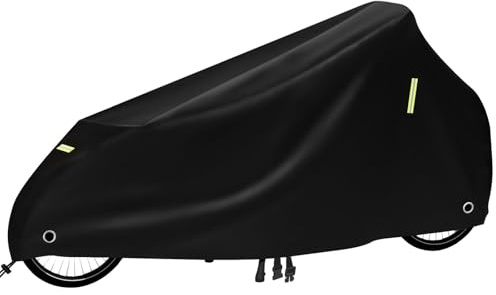 MOZMY Lastenrad Abdeckung, 210D Lastenfahrrad Abdeckung Wasserdicht, 285x65x115 cm, Schutzhülle für Lastenräder Outdoor, Lastenfahrrad e-Bike Abdeckplane Fahrradanhänger Hülle