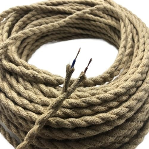 Cavo elettrico intrecciato Cavo for lampada a sospensione con conduttore in rame, corda di canapa in PVC rivestita beige 1-50 m(20 meter)
