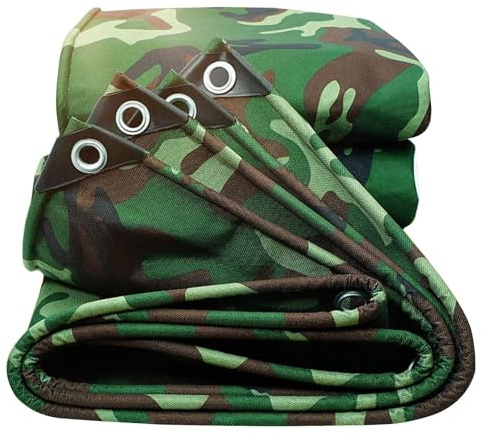 Heavy Duty Camo Tarp Sheet Waterproof Tarpaulin Camouflage 0.45mm Thick Rainproof Canopy Tent Ground Sheet for Outdoor Camping Furniture with Eyelets(1x3m)