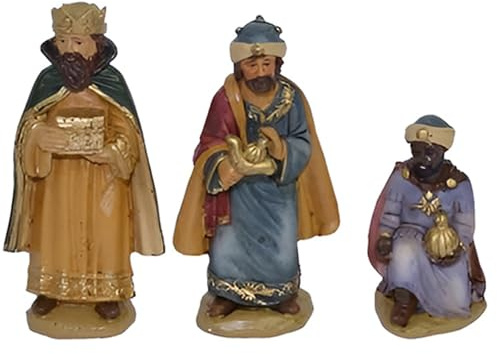 COSE DA CASA Set 3 Re Magi Presepe Melchiorre Gaspare Baldassarre Altezza max 9 cm statuine in Poliresina colorata Personaggi sotteggi natalizi