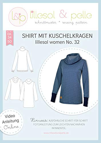 lillesol & pelle Schnittmuster lillesol Women No.32 Shirt mit Kuschelkragen in Größe 34-50 zum Nähen mit Foto-Anleitung und Video
