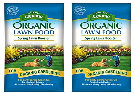 Espoma Organic Lawn Food Spring Lawn Booster Organic Lawn Fertilizer with Calcium for Early Spring Green Up. Slow Release Long Lasting Feeding - Pack of 2