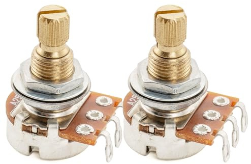 Musiclily Pro Metrisch A25K Mini Potentiometer Split Shaft 9,5mm 2er Set | Messing, Logarithmisch Potentiometer, für Aktive Tonabnehmer für E-Gitarre und E-Bass