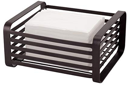 apollo The HOUSEWARES Brand - Servilletero de hierro plano, organizador de servilletas de cocina, tamaño: 17 x 10 x 20 cm, color negro