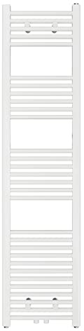 Aquabad Badheizkörper Virgo | Grösse: 40 x 160 cm | Heizleistung 448 Watt | Farbe: Weiß | Mittelanschluss 50mm | Handtuchhalter, Handtuchwärmer