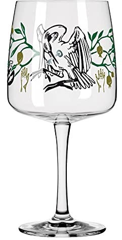 RITZENHOFF 3458003 Gin-Glas 700 ml - Serie Fabelkraft Motiv Nr. 3 - Cocktailglas, Storchillustration - Made in Germany | Artikelnr. 3458003, Serie Fabelkraft, 1 Gin-Glas 700 ml, Kristallglas, spülmaschinenfest