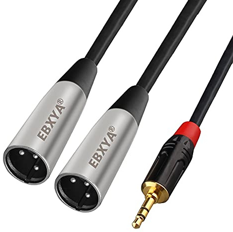 EBXYA Dual 3.5mm (1/8) Mini Jack to 2 XLR Male Cable Y-Splitter 1M