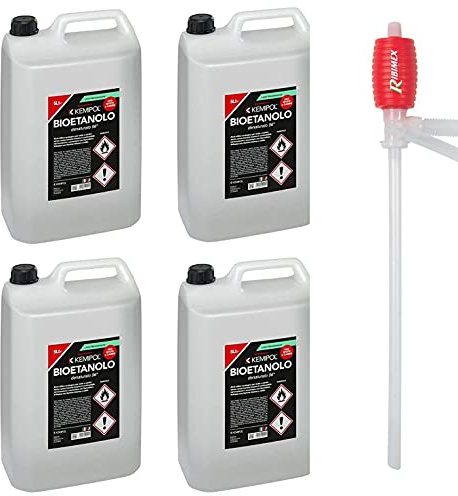 KEMIPOL 4X5LT BIOETANOLO COMBUSTIBILE Liquido Ecologico Naturale INODORE Camino + Pompa Manuale Omaggio