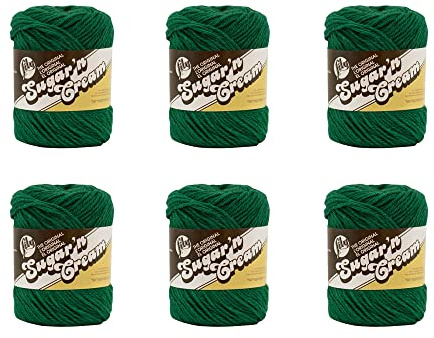 Lily Sugar'N Cream Dark Pine Yarn - 6 Pack of 71g/2.5oz - Cotton - 4 Medium (Worsted) - 120 Yards - Knitting/Crochet