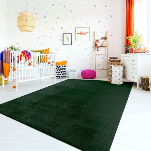 TT Home Teppich Kinderzimmer Waschbar rutschfest Kinderteppich Junge Mädchen Weich Pastell, Farbe: Grün, Größe:100x200 cm