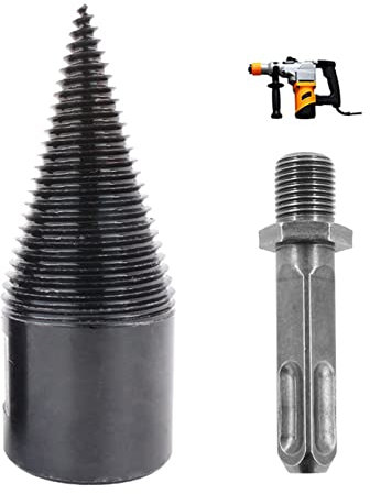 Punta Spaccalegna, Punta Spaccalegna per Trapano da 42 mm con Gambo Quadrato, Cono per Trapano Spaccalegna in Acciaio 45 per Impieghi Gravosi per Martello Elettrico