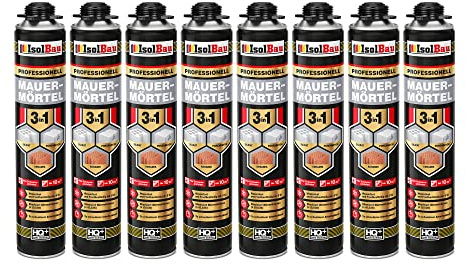 Isolbau Lot de 8 mousses de montage 3 en 1 pour mortier de maçonnerie 750 ml