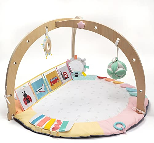 Oh My Baby Montessori Spielmatte Baby, Spielbogen Baby, Nachhaltiges FSC Holz, Fördert Sensorik & Motorik, Extra Spielzeuge, Baby Spieldecke 0-12 Monate