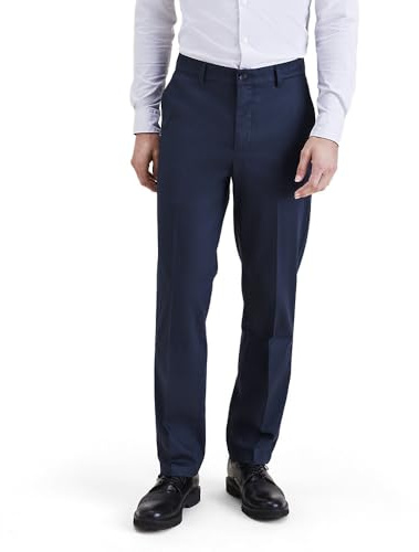 Dockers Pantalones de corte recto para hombre, color caqui, sin plancha, con protección contra manchas (regular, grande y alto), Azul Marino, 46W x 30L