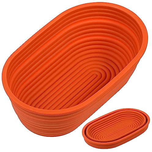 Webake Oval Bread Proofing Basket Silicone, 10 Inches Collapsible Sourdough Bread Baking Supplies Dough Proofing Bowl Containers Oven Safe Baking Gifts for Bakers