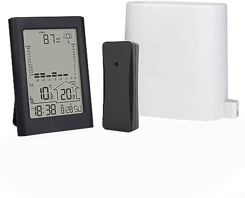 Digitaler Regenmesser, Echtzeit-Niederschlagserkennung, Regenmesser, Temperatur- und Luftfeuchtigkeits-Wetterüberwachungsmesser (schwarz)