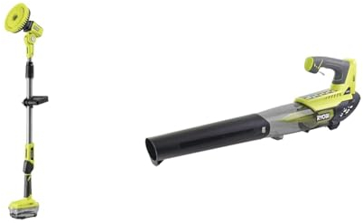 RYOBI - Brosse motorisée télescopique 18V - diam. 150 mm - 210 TR/Min - Perche 1 m à 1,4 m & Souffleur sans Fils à Batterie 18 Volts One+ Turbo Jet (sans Batterie) - OBL18JB